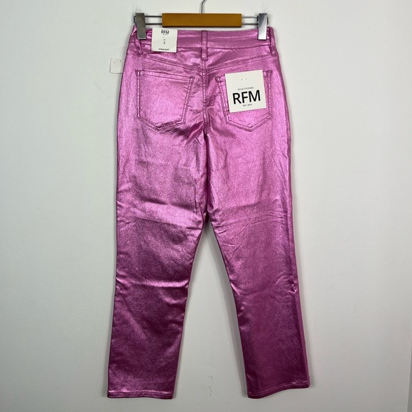 NWT RFM Hot Pink Metallic Straight Leg Pants Sz 25 - Picture 6 of 9